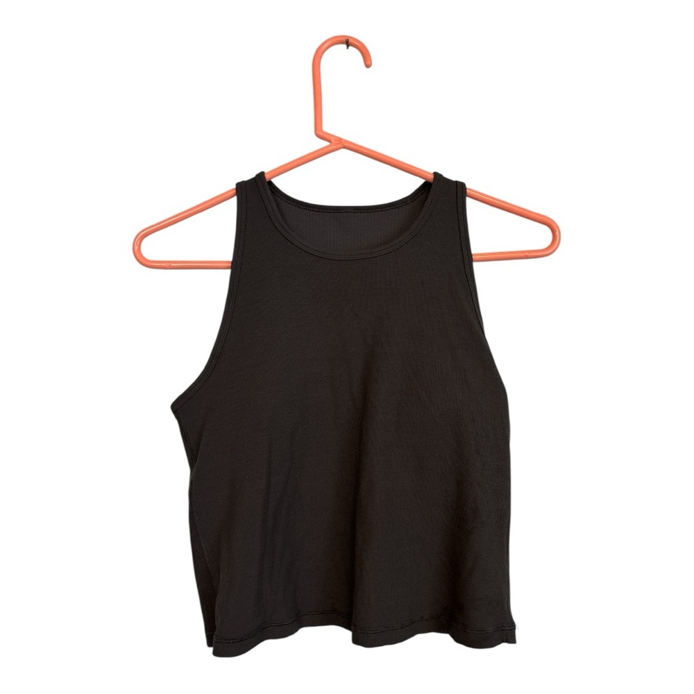 Vuori Black Wrap Sleeveless Ribbed Crop Tank Top